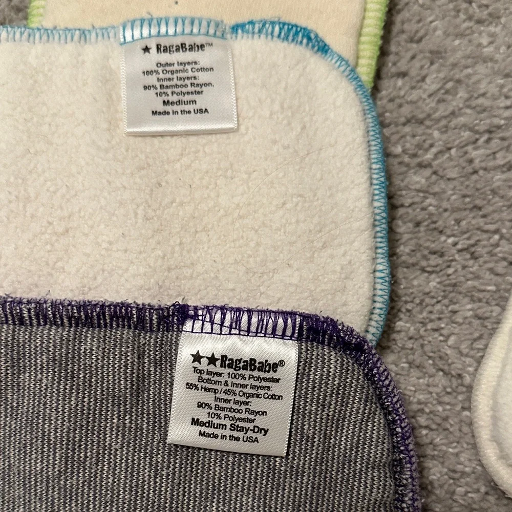 Ragababe size medium cloth reusable diaper inserts set of 9